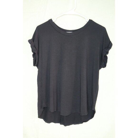 Rebel Society Black T Shirt Cuffed Short Sleeves Mens Small Neutral Minimalist - Picture 1 of 6